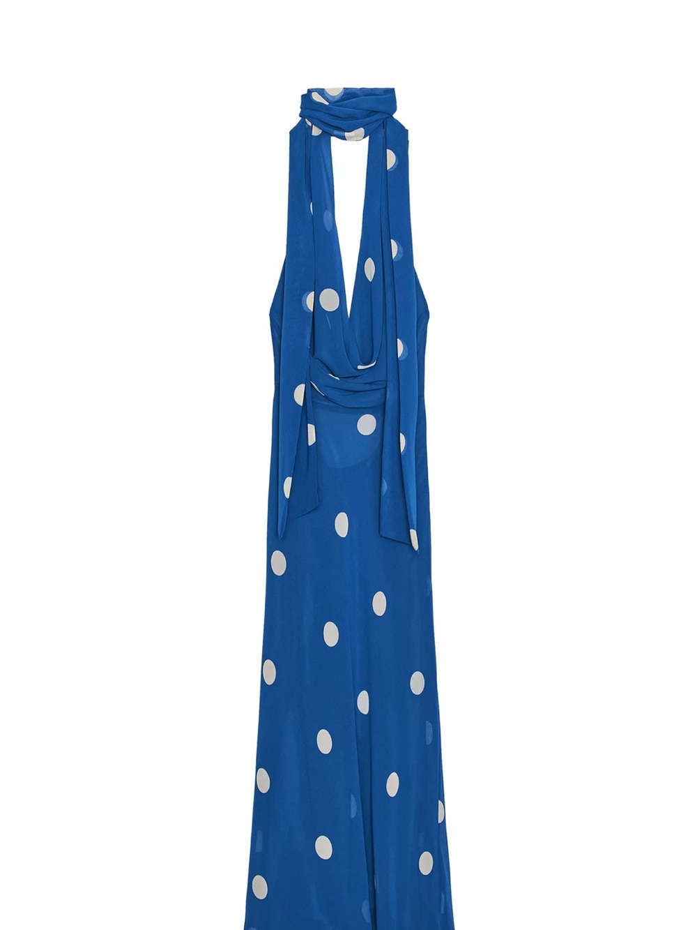 Blue Polka Dot Halter Dress